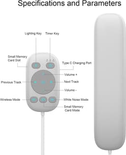 Kussenluidspreker Om Te Slapen, Draadloze Bluetooth 5.4 Mini-luidspreker Onder Kussen Witte Ruisgenerator met 36 Geluiden 3 Automatische Uitschakeltimer, voor Zijlichte Slapers (wit) — thumbnail 3