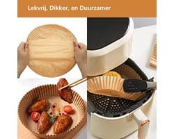 100 stuks Ronde Airfryer Bakpapier 20 cm - Wegwerp Voeringen voor Heteluchtfriteuse 4-6,5 L - Hittebestendig tot 230°C - Oliebestendig en BPA-vrij