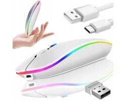 Slanke draadloze gamingmuis voor pc's en laptops - Oplaadbare 2,4 GHz Bluetooth optische muis