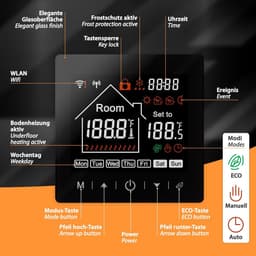 Digitale Slimme Thermostaat voor Vloerverwarming en Elektrische Verwarming met App Bediening — thumbnail 4