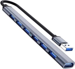 USB Hub - Poorten Uitbreider - Apparaten Koppelen - 7 Gelijktijdige Poorten - 5 Gbps Snelheid - Zilver — thumbnail 1