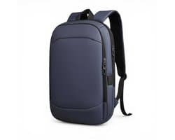 Laptop Rugzak 17.3 inch - Uitbreidbaar 8-18 cm - Waterafstotend - USB Oplaadpoort - Blauw