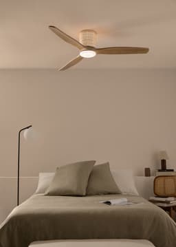 CREATE - Plafondventilator 40W stil Ø132 cm met LED verlichting in behuizing en lamp - WIND CALM RATTAN — thumbnail 4