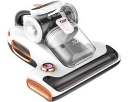 JIGOO T600 Matrasstofzuiger voor Bedden – Dubbel Cup-ontwerp, 99,99% Huisstofmijtverwijdering met Geurverspreidingssysteem, Wit, EU-stekker