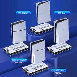 Miryx Cooling Station Voor Playstation 5 - Slanke Verticale Stand - Snel Laadstation - Opladen Dock - RGB Light - Wit — thumbnail 4