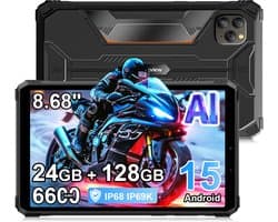 Tablet Blackview Active 5 - 24GB RAM - 128GB ROM - 8,68 inch - Android 15 - 6600mAh - BT 5,2 - Dual SIM 4G - IP68/IP69K - GPS - OTG - NFC - Zwart