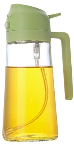 Keuken huishoudelijke spuit-en-giet 2-in-1 oliekan, oliefles, eetbare oliecontainer, grote capaciteit, olijfolieverdeler en oliesprayfles - 16 oz/470 ml, lichtbestendige oliekan, geschikt voor keuken, airfryer, koken, salades en barbecue, stijl 3 — thumbnail 4