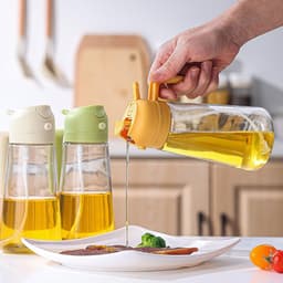 Keuken huishoudelijke spuit-en-giet 2-in-1 oliekan, oliefles, eetbare oliecontainer, grote capaciteit, olijfolieverdeler en oliesprayfles - 16 oz/470 ml, lichtbestendige oliekan, geschikt voor keuken, airfryer, koken, salades en barbecue, stijl 1 — thumbnail 2