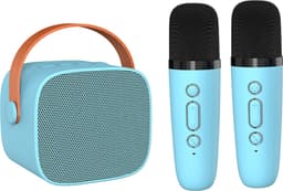 Draagbare luidspreker, draadloze luidspreker, karaokeluidspreker, buitenluidspreker, dubbele microfoons - blauw — thumbnail 1