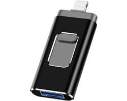 USB Flash Drive 64GB USB 3.0 Geheugenstick – Externe Opslag, geschikt voor iPhone, Telefoon, Android, Type-C & Windows 4-in-1 USB Stick - Zwart
