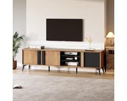 TV Meubel - Dressoir Entertainment - Woonkamer Inrichting - Ruime Opbergruimte - 180x40x50cm - Rustiek Bruin Zwart