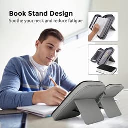Stijlvolle grijze beugel opbergtas voor boeken met verstelbare standaard, handvat, rits en meerdere vakken, anti-drop en antislip voor veilig en overzichtelijk opbergen — thumbnail 3