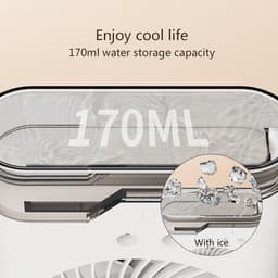 Aircooler - Ventilator - Draagbare vernevelingsventilator met verkoelende waternevel – Voorzien van 5 instelbare windsnelheden en nachtverlichting; de perfecte mini ventilator voor op kantoor, in de auto, thuis en daarbuiten (Wit) — thumbnail 5