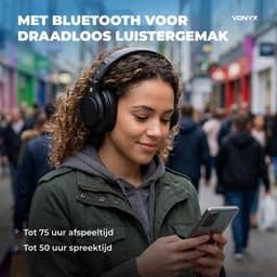 DJ koptelefoon draadloos - Vonyx HDX120WBK - Over ear koptelefoon - Headphones Bluetooth - Zwart — thumbnail 3