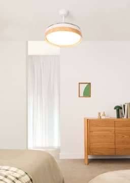 CREATE - Stille plafondventilator 40 W Ø107 cm met intrekbare bladen en LED-licht - M - Met licht - Controller voor wandmontage - WIND CLEAR EDGE — thumbnail 4