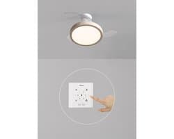 CREATE - Plafondventilator 40W stil met intrekbare bladen en LED-licht, verschillende maten - S - Met licht - Controller voor wandmontage - WIND CLEAR STUDIO