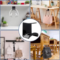 2 Stuks - Koptelefoonstandaard - Headset Hanger - Universele Koptelefoon Houder - Zwart - Kunststof - 6.5*5.5*7.6cm - Antislip En Duurzame Gaming Headset Stand - Praktische Muurbeugel - Voor Bureau En Computertafel - Geschikt Voor Alle Hoofdtelefoons — thumbnail 4