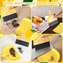Mini Handveger Schep - Tafel Bezem Set - Snel Opruimen - Lichtgewicht Compact - 23.5 x 20 cm - Geel — thumbnail 3