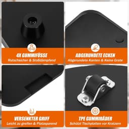 Keukenmachine Glijplank - Rolplank Accessoire - Apparaat Verplaatsen - Met Wielen Bamboe - 41x30 cm - Zwart — thumbnail 2