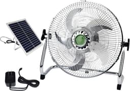 Oplaadbare Vloerventilator - Draagbare Koeler - Buiten Gebruik - 12 Snelheden - Zonnepaneel Inclusief - Zilver — thumbnail 1