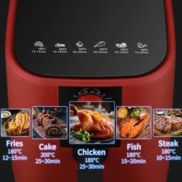 Digitale Airfryer - Heteluchtfriteuse - Gezond Koken - Olievrije Bereiding - 5 Liter Capaciteit - Rood — thumbnail 4
