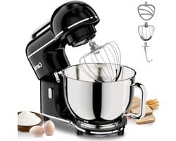 Keukenmachine - Mixer Deegmaker - Bakken Ingrediënten Mengen - 10 Snelheden - 7 Liter Kom - Zwart
