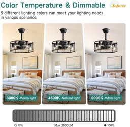 Equivera Plafonniere met Ventilator - Plafondventilator - Plafondventilator Afstandsbediening - Plafondventilator Slaapkamer - Plafond Ventilator met Verlichting - Plafondlamp - Plafonniere - Ideaal voor in uw slaapkamer! — thumbnail 4
