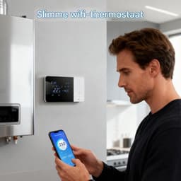 Slimme Thermostaat - App Gestuurde Verwarming - Klimaatbeheer Thuis - Wifi en Spraakbediening - 5-60°C Bereik - Zwart Wit — thumbnail 5