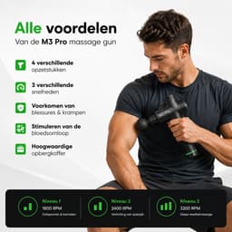 OPOVE Massage gun - Massagegeweer - spiermassager - diepe weefselmassage - percussie - beweegbare handheld elektrische body massager - sport snoerloos - M3 Pro - Professioneel Massage Apparaat - Massage gun - Massageapparaat - Massage Pistool - zwart — thumbnail 3