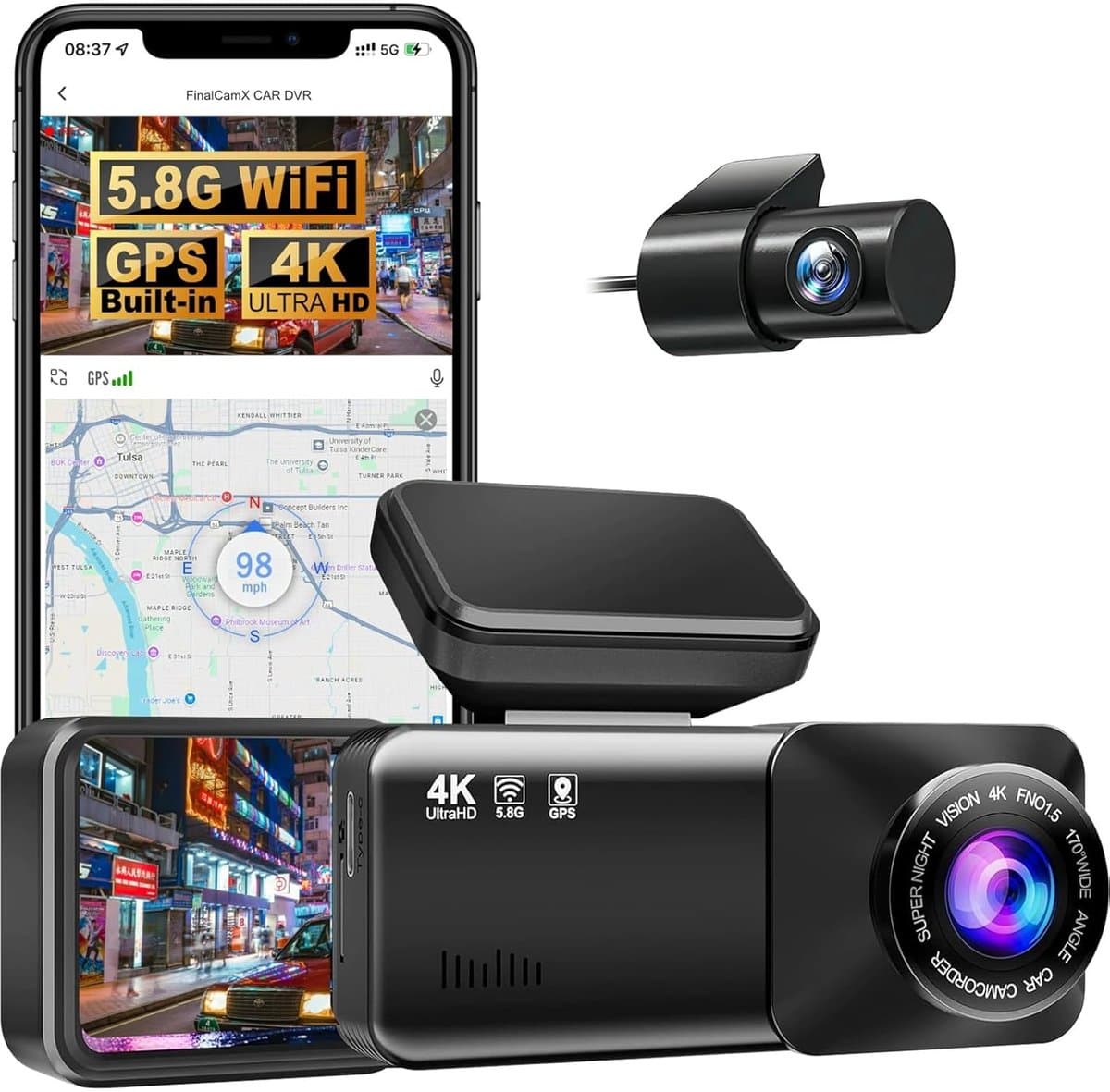 Dashcam Pro - Auto Camera - Veilige Rit - Dual Camera 4K - 64GB Inbegrepen - Zwart — afbeelding 1