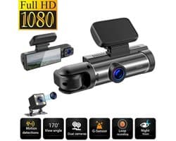 Dashcam voor auto - Inclusief WIFI & APP - Dubbele lens rijrecorder - Bewegingsdetectie en parkeermodus - G-sensor - Full HD - 170° groothoeklens - Loop-opname - Micro SD-kaart 32 GB