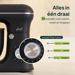 Vivid Green 1500W Keukenrobot - 5L Mengkom - 10 Snelheden - Keukenmixer - Keukenmachine - Matzwart — thumbnail 3