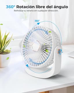 Tafelventilator - Persoonlijke Koeler - Kamperen Reizen - 5 Snelheden - 17.5 cm - Wit — thumbnail 4