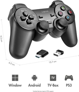 LOGILINK Professional Wireless gaming controller, 2.4 GHz, Windows PC, Android devices, TV boxes, PS3, black — thumbnail 5