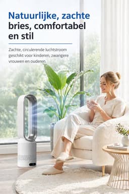 Jensaro Bladloze Torenventilator met Luchtzuivering – Stil 30dB – 8 Snelheden – Afstandsbediening – 90° Oscillatie – Timer - Wit — thumbnail 2