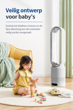 Jensaro Bladloze Torenventilator met Luchtzuivering – Stil 30dB – 8 Snelheden – Afstandsbediening – 90° Oscillatie – Timer - Wit — thumbnail 5