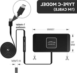 Draadloze Autolader voor iPhone en Qi Telefoons - 10W Snellader met Antislip Siliconen Mat, USB-kabel en Houder voor Dashboard of Kantoorgebruik — thumbnail 3