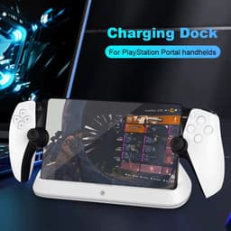 Oplaadstation met Type-C Adapter voor PlayStation Portal Remote Player - Draagbare PS5 Oplaadstandaard met 7 RGB Lichtmodi - Touch Bediening - USB 5V/2A Laadhouder met Beveiliging tegen Overbelasting - Ideaal voor Stabiel en Veilig Opladen - Zwart — thumbnail 2