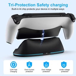 Oplaadstation met Type-C Adapter voor PlayStation Portal Remote Player - Draagbare PS5 Oplaadstandaard met 7 RGB Lichtmodi - Touch Bediening - USB 5V/2A Laadhouder met Beveiliging tegen Overbelasting - Ideaal voor Stabiel en Veilig Opladen - Zwart — thumbnail 3