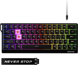 EWEADN DK63 Draadloos & Bedraad Mechanisch Gaming Toetsenbord 60% – RGB Toetsenbord – Rode Switches – Compact Mini Toetsenbord – Anti-Ghosting – Zwart — thumbnail 1