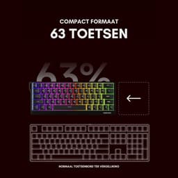 EWEADN DK63 Draadloos & Bedraad Mechanisch Gaming Toetsenbord 60% – RGB Toetsenbord – Rode Switches – Compact Mini Toetsenbord – Anti-Ghosting – Zwart — thumbnail 2