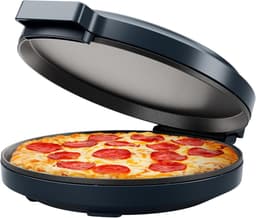 Elektrische Oven - Keukenmachine Pizza - Snelle Maaltijden - Antiaanbak Platen - 30cm Diameter - Donkergrijs — thumbnail 1
