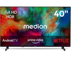 MEDION 100.3 cm 40" Full HD TV Android TV Smart TV HDR Prime Video PVR Bluetooth, MD840100