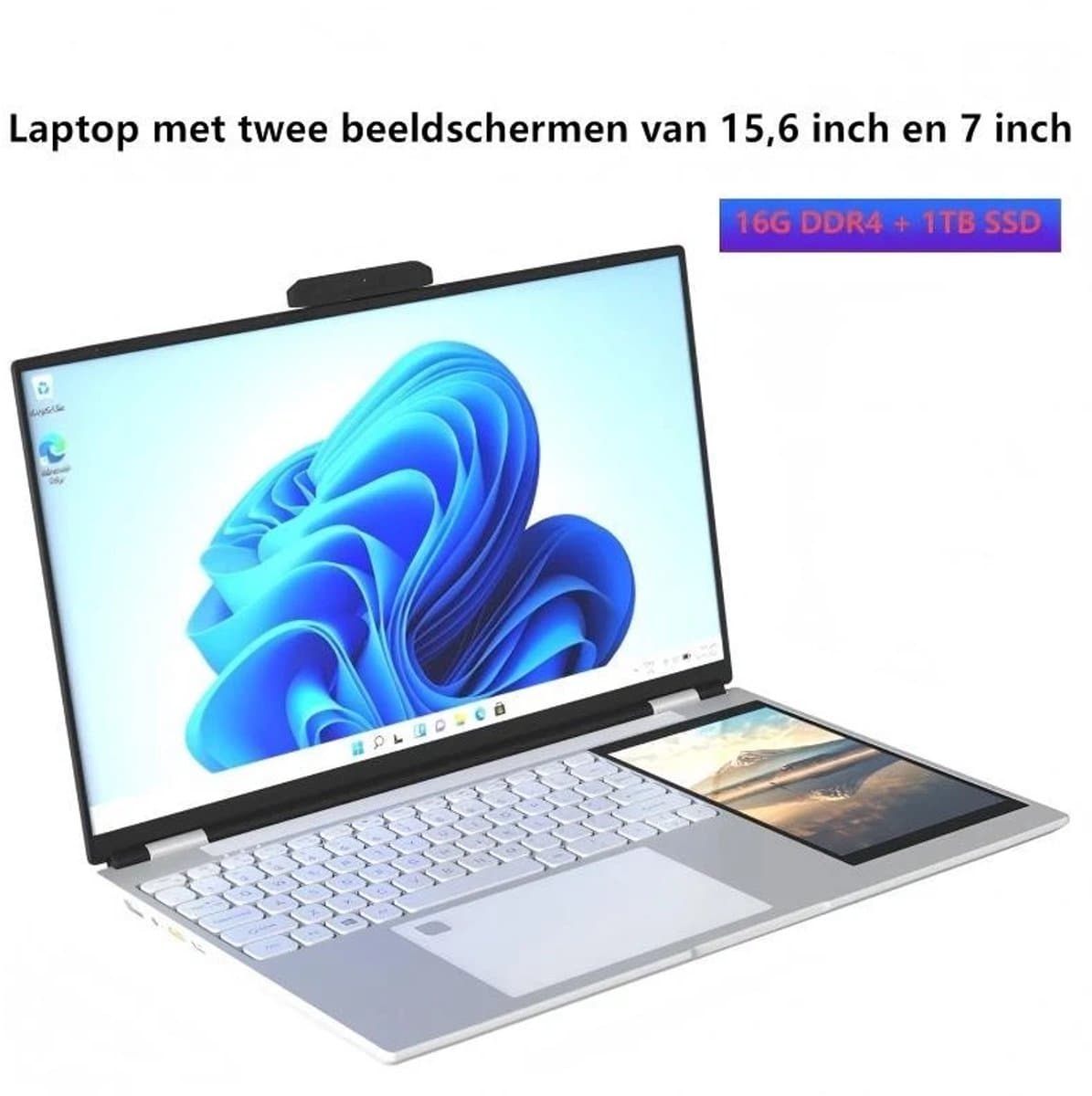 Nieuw Dual Screen Laptop 15.6+7" (1x Touch) 16GB/1TB SSD voor Student & Zakelijk — afbeelding 1