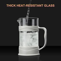 French Press Koffie/Thee Maker, Camping Mini Koffie/Thee Pers van 304 Roestvrij Staal Filter en Hittebestendig Glas, Cold Brew Koffiezetapparaat 11,8 oz voor Reizen & Thuis Cadeau (Wit) — thumbnail 3