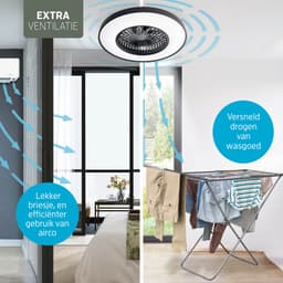 Varin® Plafondventilator met verlichting - Zwart - Tuya Wifi - LED RGBW - Ø 60cm - Super stil - Afstandsbediening smart lamp - Plafondlamp slaapkamer - Plafonniere woonkamer - Plafondlampen - Plafond lamp - Verlichting kinderkamer - Ventilator — thumbnail 4