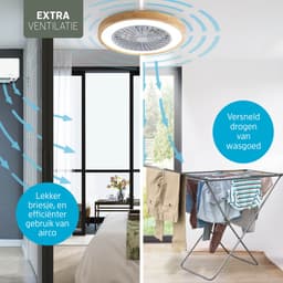 Varin® Plafondventilator met verlichting - Licht hout - Tuya Wifi - LED RGBW - Ø 50cm - Super stil - Afstandsbediening smart lamp - Plafondlamp slaapkamer - Plafonniere woonkamer - Plafondlampen - Plafond lamp - Verlichting kinderkamer - Ventilator — thumbnail 4