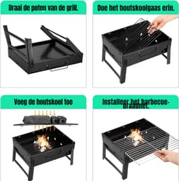Florixa® Tafel Bbq Houtskool - Weber Bbq -Boretti Bbq - Houtskool - Zwart - 27cm x 35cm x 24cm — thumbnail 3