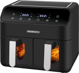 Heteluchtfriteuse Dubbel - Mini Oven - Gezond Koken - Twee Zones - 8 Liter - Zwart — thumbnail 1