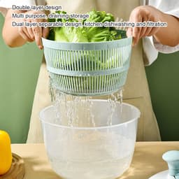 Salade Spinner Kom - Groente Droger - Snel Salades Maken - Multifunctioneel Ontwerp - 5L Capaciteit - Blauw — thumbnail 4